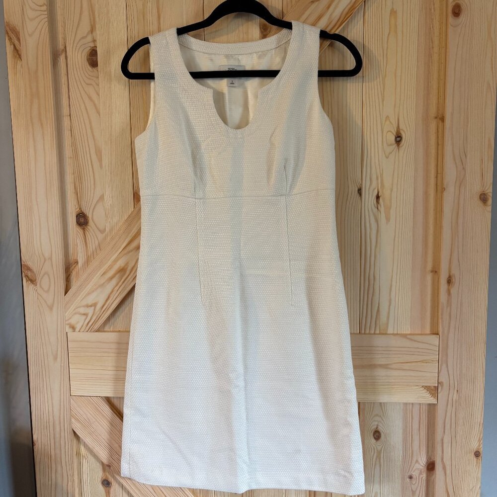 LOFT Cream Textured Sleeveless Sheath Dress